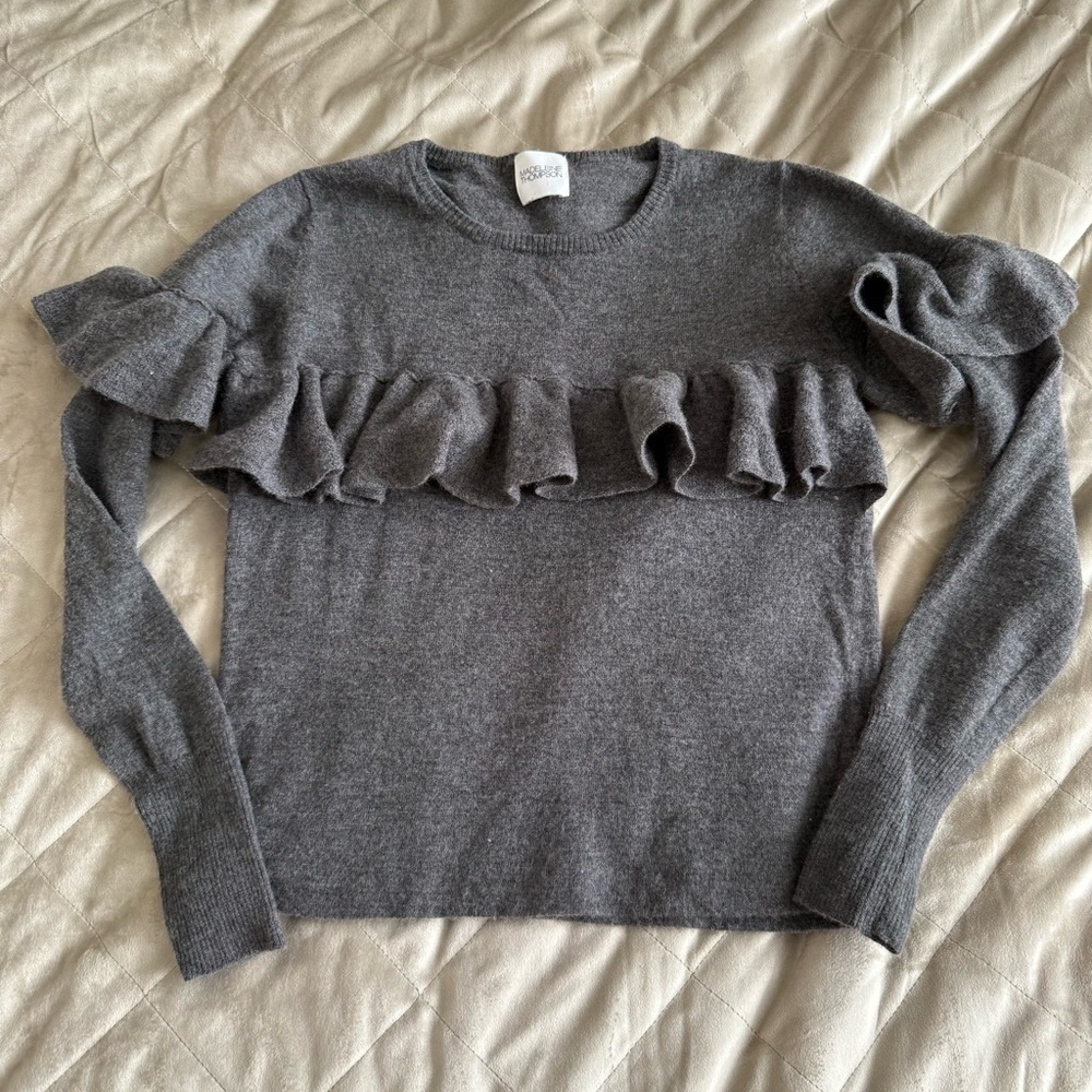 Madeleine Thompson Cashmere Ruffle Crewneck Size Medium
